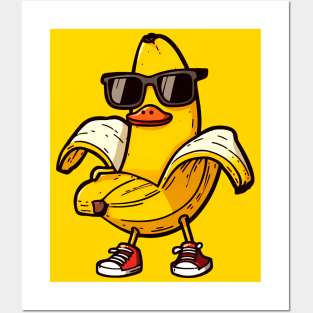 Banana duck with sunglasses Posters and Art